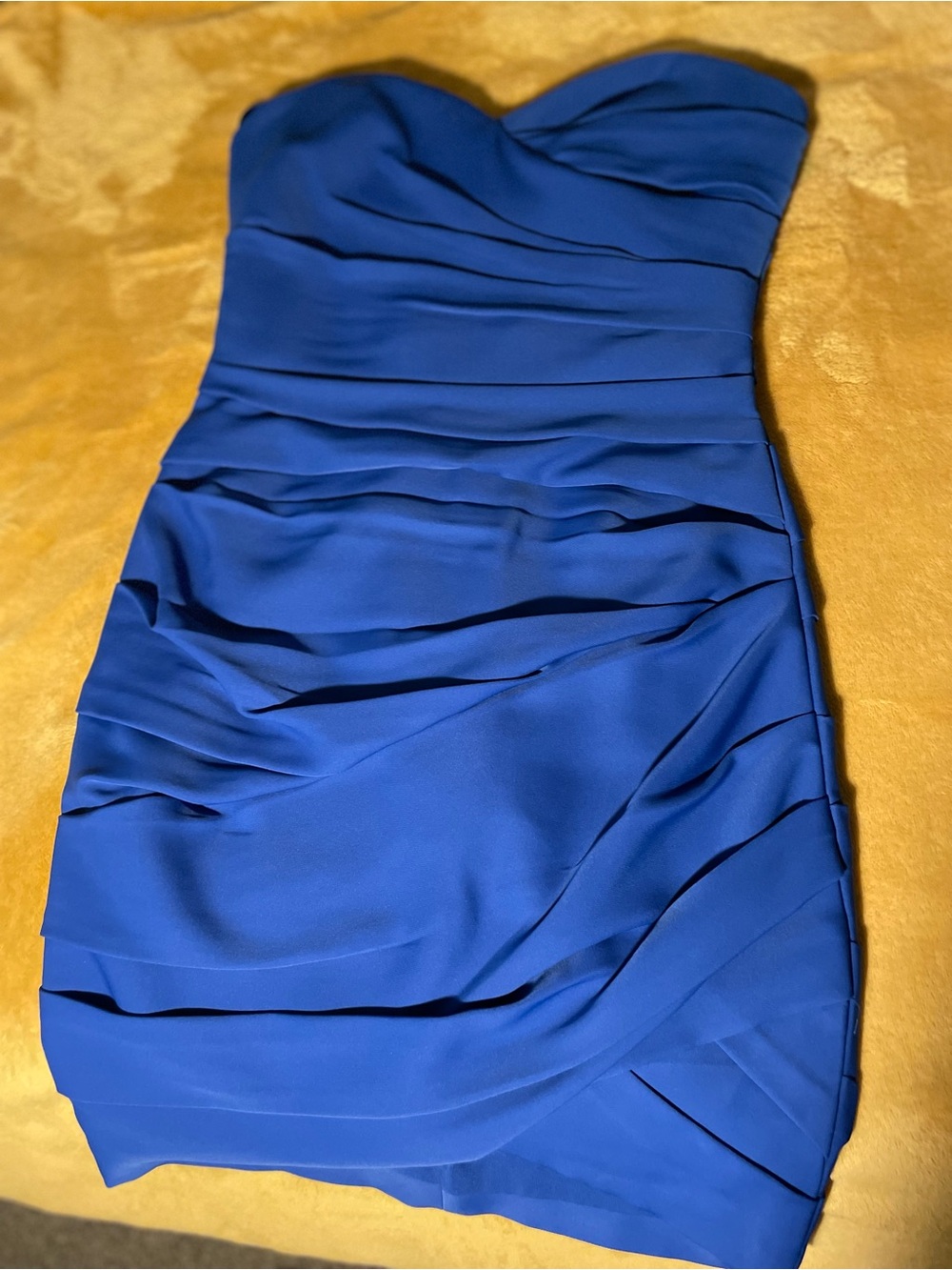 BCBGMaxAzria Strapless Cobalt Blue Ruched Cocktail Dress